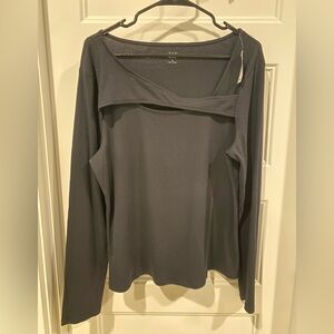 Gap Women's Black Ribbed Long Sleeve Top